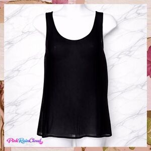 Forever 21 Black Y2K Sheer Tank Top Women’s Small Tie Back Blouse PinkRainCloud